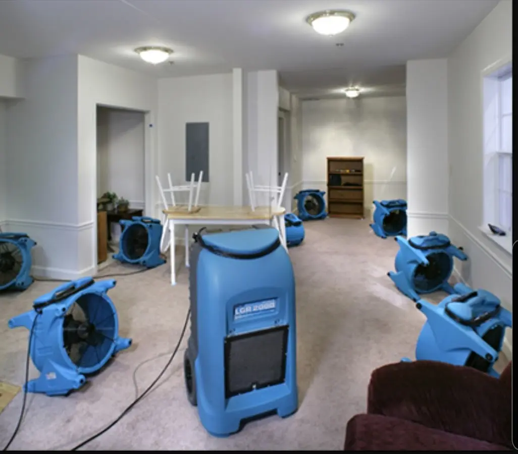 Air movers and dehumidifier setup for Water Extraction & Removal in Potomac Park